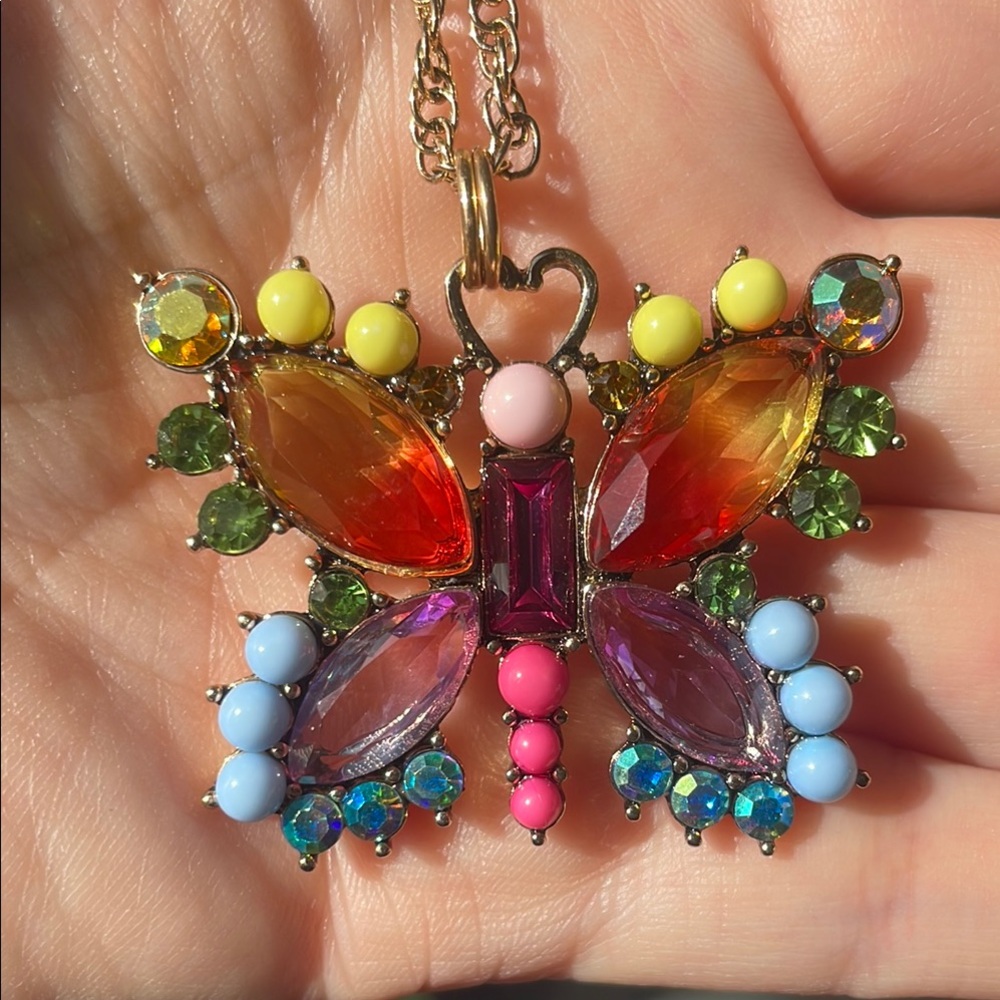 Betsey Johnson Colorful Butterfly Pendant Necklace